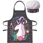 Ensemble de tabliers - licorne - 2 pi�ces - 100% polyester - pour enfants 3 - 8 ans - noir