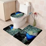 Ensemble de tapis de bain 3 pi�ces paon animal vert antiderapant ensemble salle de bain tapis contour ...