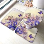 Ensemble de tapis de salle de bain 3 pices papillon fleurs de printemps doux antidrapant absorbant ...