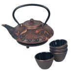 Ensemble de th - sigris - thire en fonte - 4 tasses - 08 litre - noir et cuivre