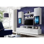 Ensemble meuble tv mural - mini - 200 cm x 190 cm x 45 cm - blanc