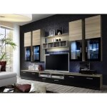 Ensemble meuble tv mural - lyra - 300 cm x 190 cm x 45 cm - chne