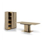 Calicosy - ensemble vaisselier 2 portes avec éclairage et table à manger extensible crack - fabrication ... Calicosy - ensemble vaisselier 2 portes avec éclairage et table à manger extensible crack - fabrication ...