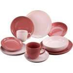 Service de table - creatable - giardino - two - 10 pices - porcelaine - rouge terre et ros