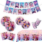 Ensemble de vaisselle r�utilisable pour anniversaire assiettes verres serviettes d�corations f�te - id�e ...