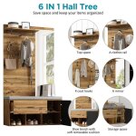 Ensemble vestiaire dentr�e - cdisplay - porte - manteau mural avec miroir meuble � chaussures 104x39x190cm ...