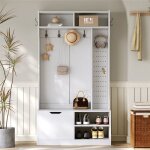 Ensemble de vestiaire dentr�e avec meuble chaussure rabattable et crochet porte manteau mural sans percage ...