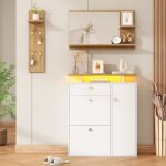 Ensemble de vestiaire d?entr�e - avec led - 3 pi�ces - miroir - porte - manteau - meuble � chaussures ...