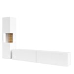 Ensemble vitrine et meuble tv collection eva. couleur blanc et chne.