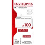 Enveloppe auto - adh�sive - clairefontaine - 110x220 mm - 80g - paquet de 100 - blanc