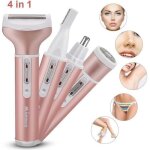 Epilateur rasoir electrique femme tondeuse 4 en 1 femmes bikini rasoir nez sourcil tondeuserose