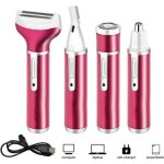 pilateur rasoir lectrique femme - violet - 4 en 1 - rechargeable usb - tanche - indolore