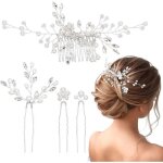 �pingle � cheveux - lot de 4 - argent - m�tal - fleur - accessoires de mariage et f�te