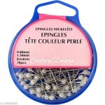 Epingles nickeles  tte blanches nacres - 75 pcs