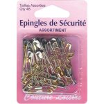 pingles de scurit - couture loisirs - 48 pcs - gris et dor - 20  46 mm - pingles  nourrice