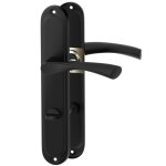 Ergo line roma poign�e de porte classique noire plaque ovale version salle de bains (wc) entraxe 70mm ...