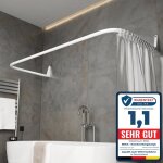 Erica barre de douche dangle en u 70x165x70 cm blanc inoxydable sans pvc avec supports adh�sifs