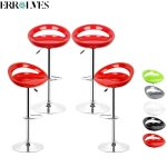 Errolves� 4pcs tabouret de bar avec dossier 26cm si�ge abs hauteur ajustable 55 - 75cm rouge