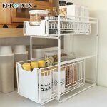 Errolvesblanc rangement sous vier cuisine - 2 tages panier coulissant sous vier tagre de rangement ...