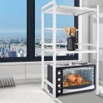 Errolves meuble tagre extensible pour four  micro - ondes avec 6 crochets de suspension blanc