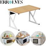 Errolves meuble tagre - jaune noyer - support pour four micro - ondes et rangement de cuisine