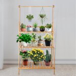 Errolves - meuble support pour plante escalier en bois massif - 3 niveaux - 70x40x141cm