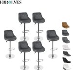 Errolves� tabouret de bar design r�glable simili gris et acier inox chom� 6pcs chaise de loisir rotatif ...