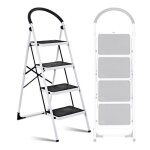 Escabeau  4 marches bm tools bmt - esc4 - acier haut. de travail : 95 cm se range facilement marches ...