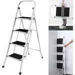 Escabeau 4 marches en extra large et confortable pliable capacit� de charge 150 kg