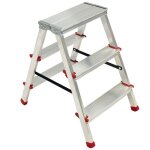 Escabeau 3 marches marche - pied aluminium charge 125 kg pliable pieds anti - dérapants brixo Escabeau 3 marches marche - pied aluminium charge 125 kg pliable pieds anti - dérapants brixo