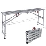 Escabeau plateforme pliable en aluminium - cremlank - r�glage hauteur - double support - 180x40x90cm