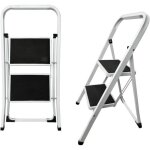 Escabeau pliable 2 marches �chelle pliant en acier largeur de marche 20 cm �chelle domestique pieds et ...