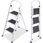 Escabeau pliable 3 marches dayplus escabeau pliant  larges marches avec coussinet antidrapant