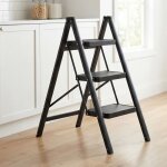 Escabeau pliant 3 marches charge max. 150 kg pour la maison et le bureau noir