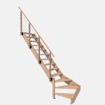 Escalier bois quart - tournant gauche avec garde - corps novesta kordo