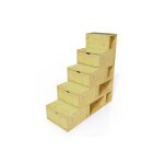 Escalier cube de rangement hauteur 125 cm - abc meubles - bois massif - verni - marron