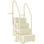 Escalier de piscine - outsunny - 2 rampes et 4 marches antid�rapantes pour piscine 117 - 147 cm - hdpe ...
