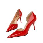 Escarpins femme � bouts pointus et � 8 cm �l�gant talons hauts � paillettes xh743 rouge