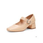 Escarpins mary jane - genshuo - talon 5 cm - bride cheville r�glable - cr�me