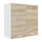 Esilo meuble haut de cuisine 60 cm 2 portes blanc décor chêne. Esilo meuble haut de cuisine 60 cm 2 portes blanc décor chêne.
