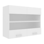 Esilo meuble haut de cuisine 80 cm 2 portes en verre blanc.