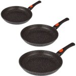 Espace cuisine - lot de 3 poles 20 24 et 28cm revtement faon pierre noir