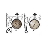Horloge de station avec thermomtre - esschert design - double face - noir - extrieur