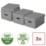 Bo�tes de rangement - esselte - format m - lot de 3 - carton recycl� - couleur gris