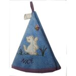 Essuie main rond en ponge - marque - modle - chat bleu - 100% coton suprieur - lavable en machine