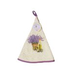 Essuie main rond en ponge tissage jacquard lavande et huile dolive ecru qualit premium