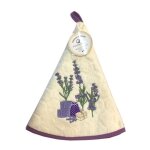 Essuie main rond en ponge tissage jacquard sachet de lavande ecru - qualit premium