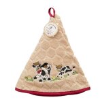 Essuie main - premium - rond en ponge - tissage jacquard - beige - 70 cm de diamtre