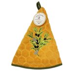Essuie main - qualit premium - tissage jacquard - olive cigale orange - 35 cm de hauteur - 70 cm de ...