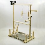 Estink aire de jeux pour oiseaux en bois support de jeu pour perroquets aire de jeux en bois  double ...